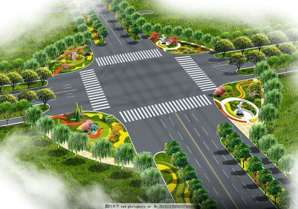 道路節點效果圖圖片_景觀設計_環境設計_